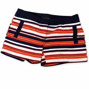 Cynthia Rowley Striped High Waist Shorts Size 2 Navy Red White